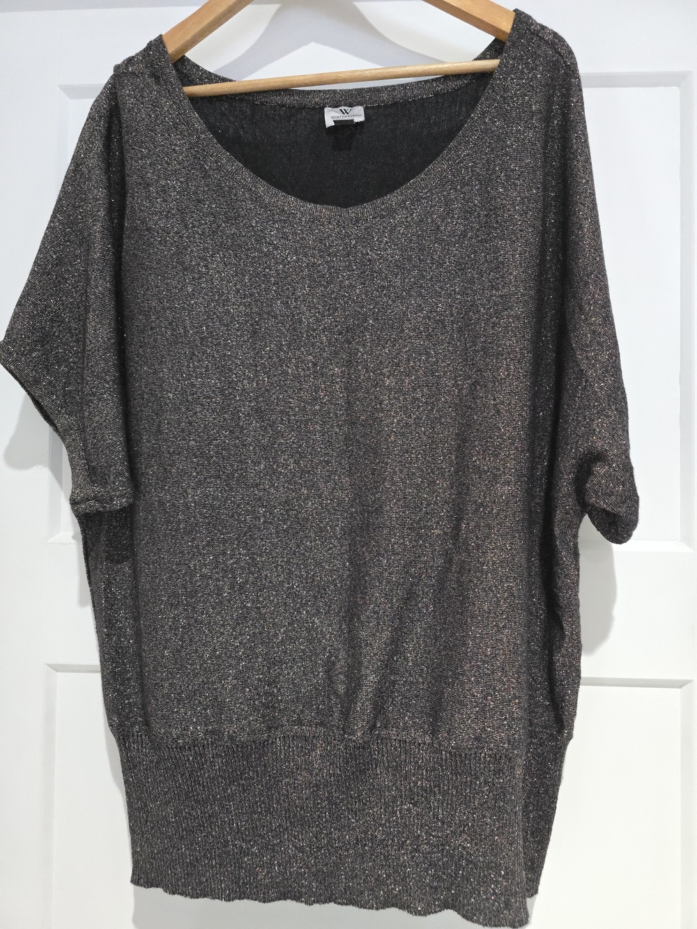 Worthington Metallic Gold Scoop Neck Sweater